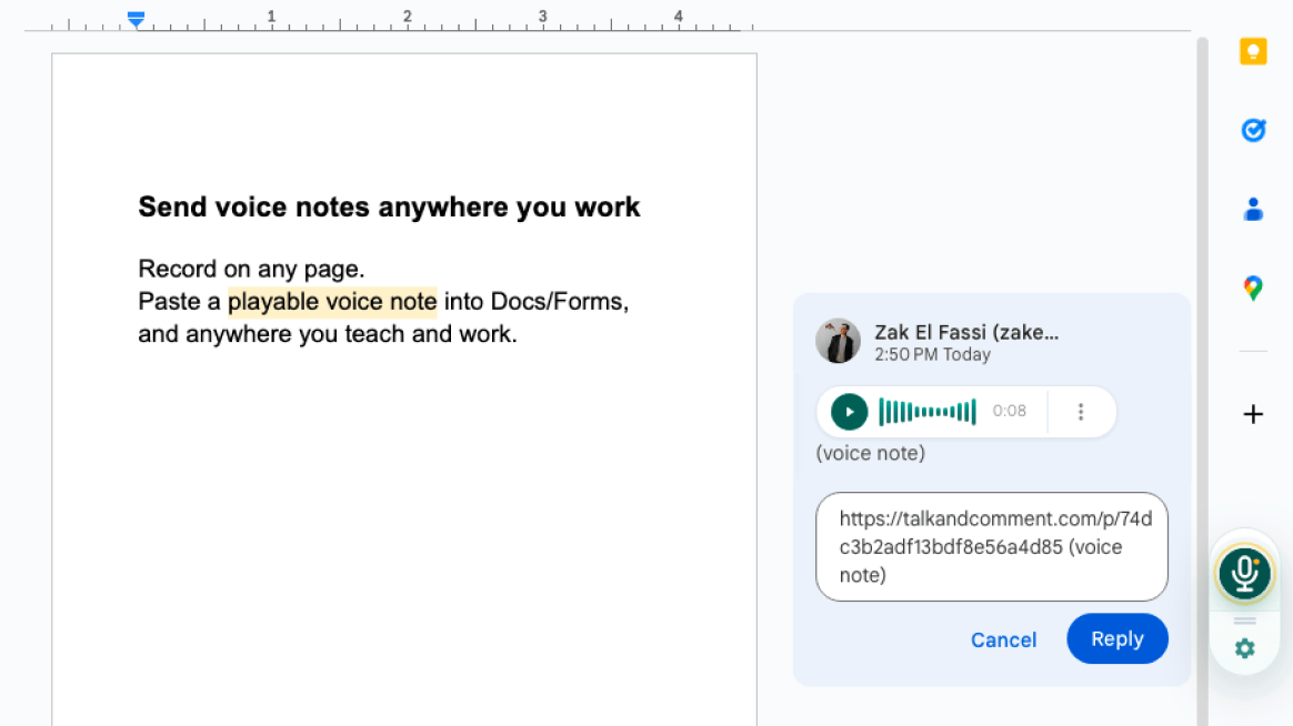 Talk & Comment voice feedback demo on laptop and phone
